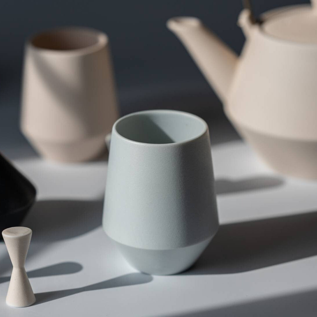 美濃燒|Frustum 陶瓷茶杯 白藍釉-杯壺器具-晋山窯ヤマツ-七時雜貨 700zakka
