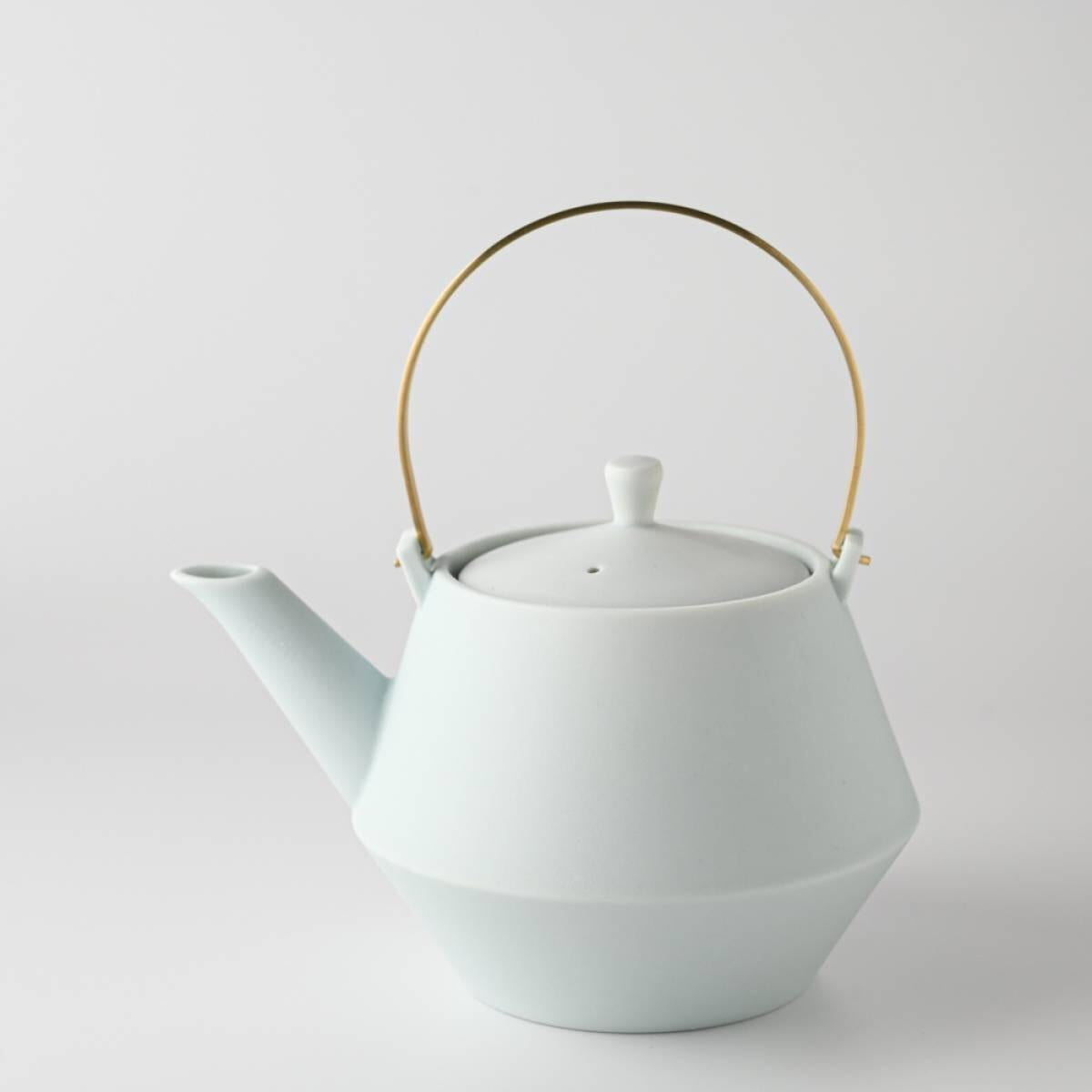 美濃燒|Frustum 陶瓷茶壺 白藍釉-茶道具-晋山窯ヤマツ-七時雜貨 700zakka