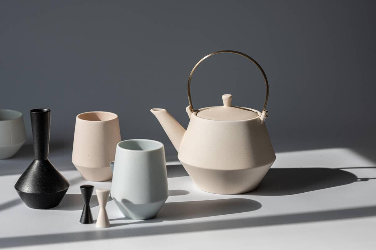 美濃燒|Frustum 陶瓷茶壺 白藍釉-茶道具-晋山窯ヤマツ-七時雜貨 700zakka