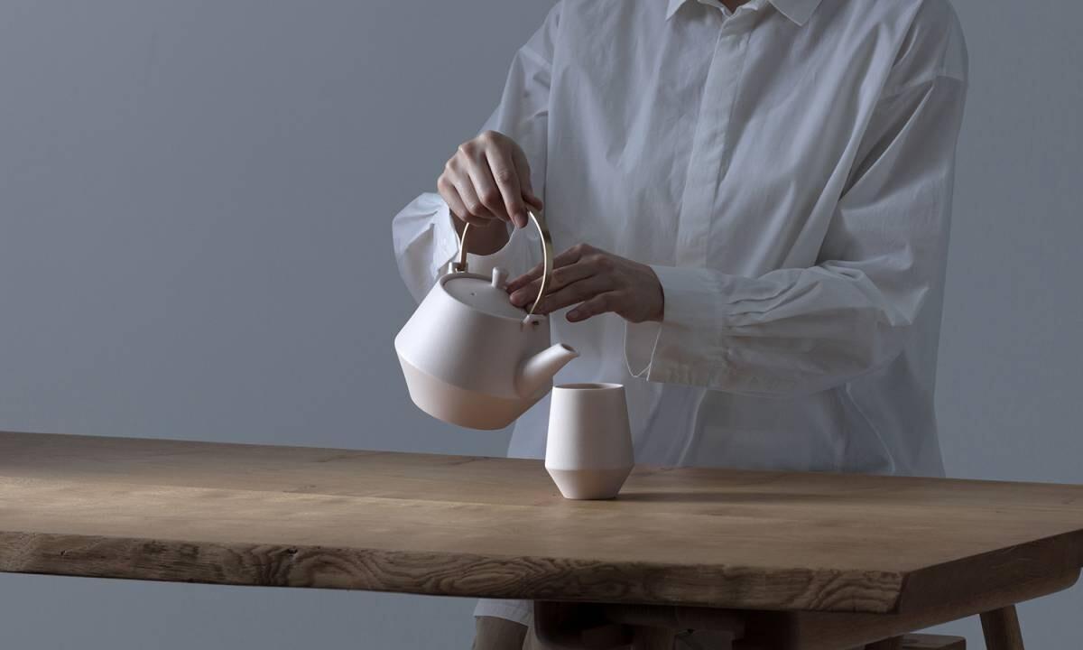 美濃燒|Frustum 陶瓷茶壺 白藍釉-茶道具-晋山窯ヤマツ-七時雜貨 700zakka