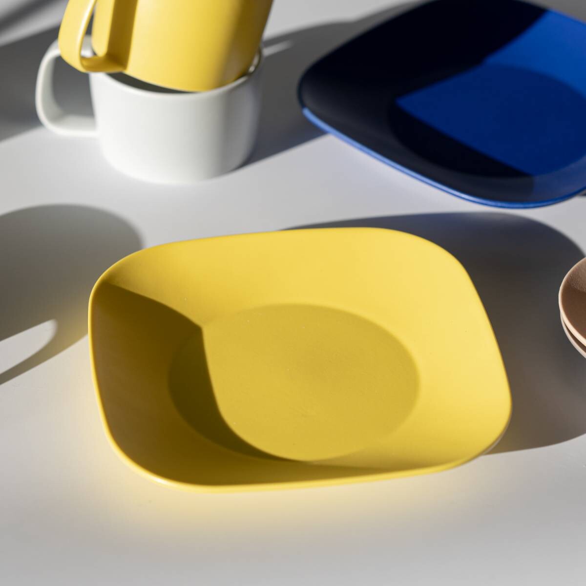 美濃燒|KONARE Moment 陶瓷方形碟 黃色-餐桌食器-晋山窯ヤマツ-七時雜貨 700zakka