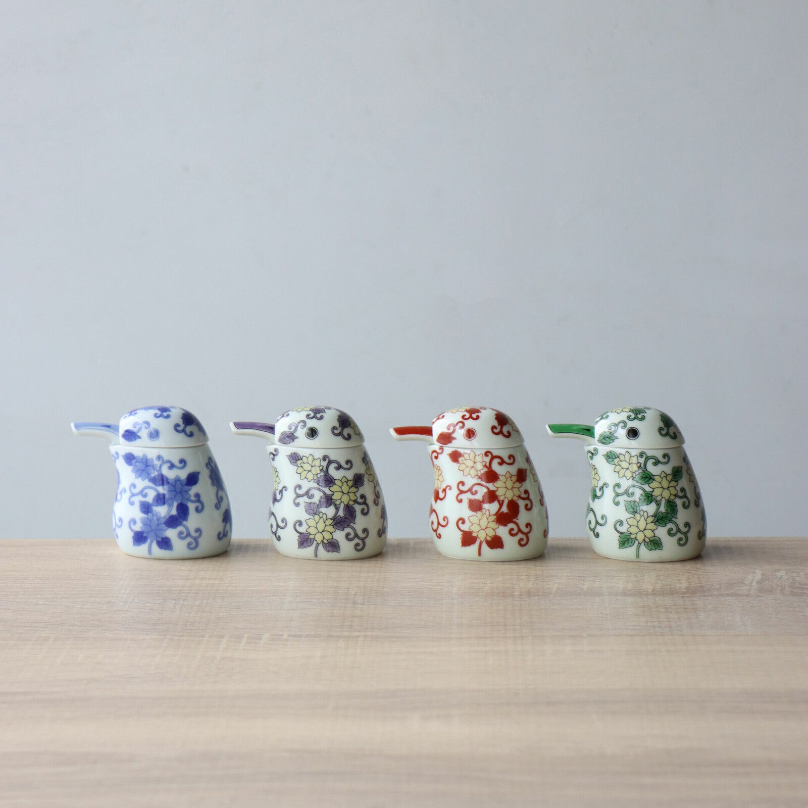 有田燒|陶瓷醬油瓶 唐草翠鳥(綠)-廚房用品-幸楽窯-七時雜貨 700zakka