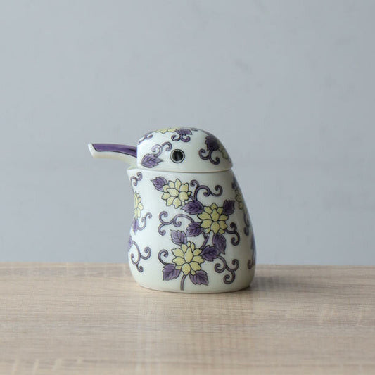 有田燒|陶瓷醬油瓶 唐草翠鳥(紫)-廚房用品-幸楽窯-七時雜貨 700zakka
