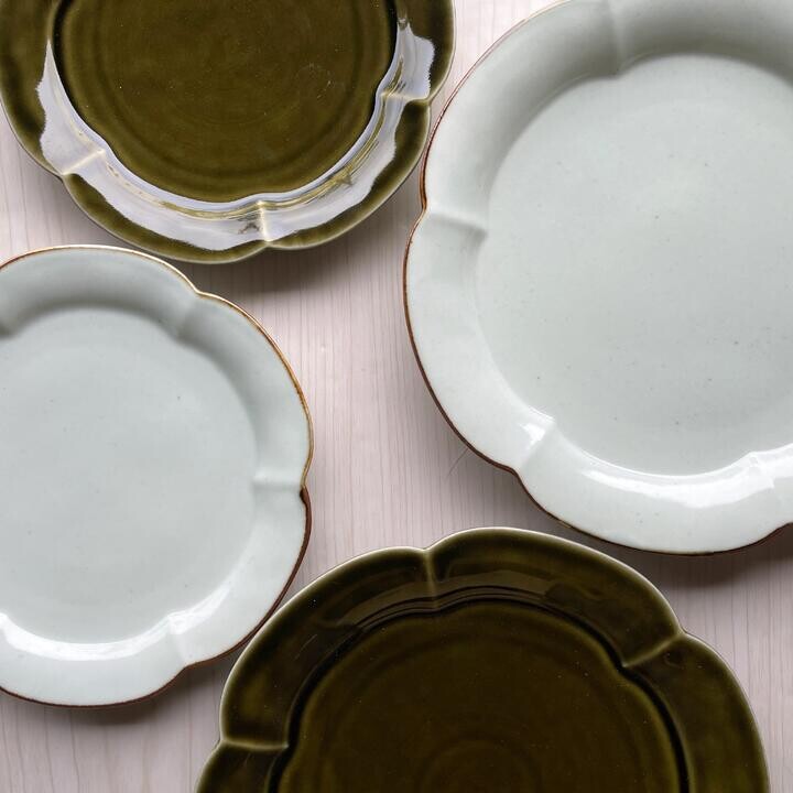 有田燒|輪花型陶瓷餐碟 21cm-餐桌食器-皓洋窯-七時雜貨 700zakka