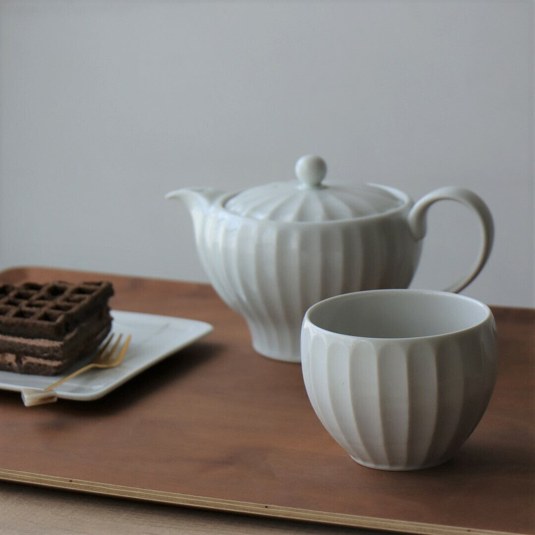 波佐見燒|竹林彫手工白瓷茶壺-茶道具-一真窯-七時雜貨 700zakka