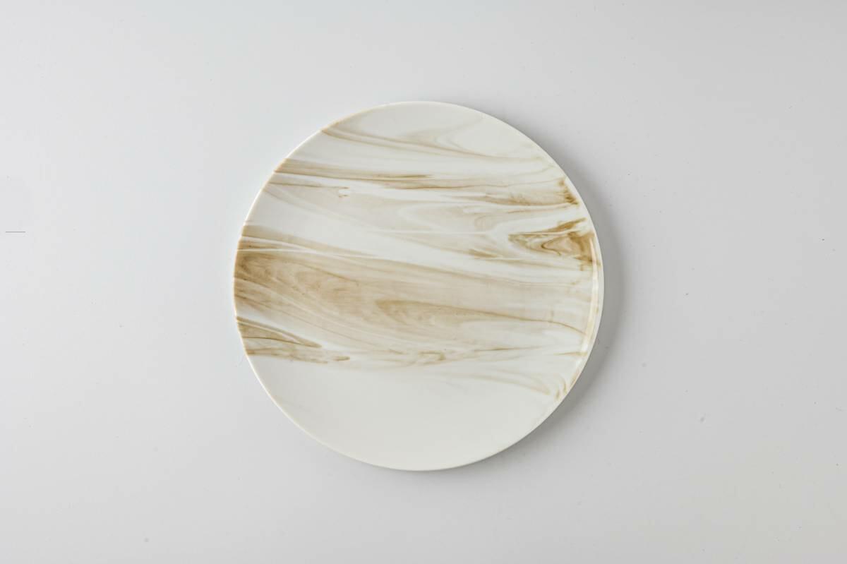 美濃燒|LUCA 大理石雲紋陶瓷碟 棕色-餐桌食器-東峰窯-七時雜貨 700zakka
