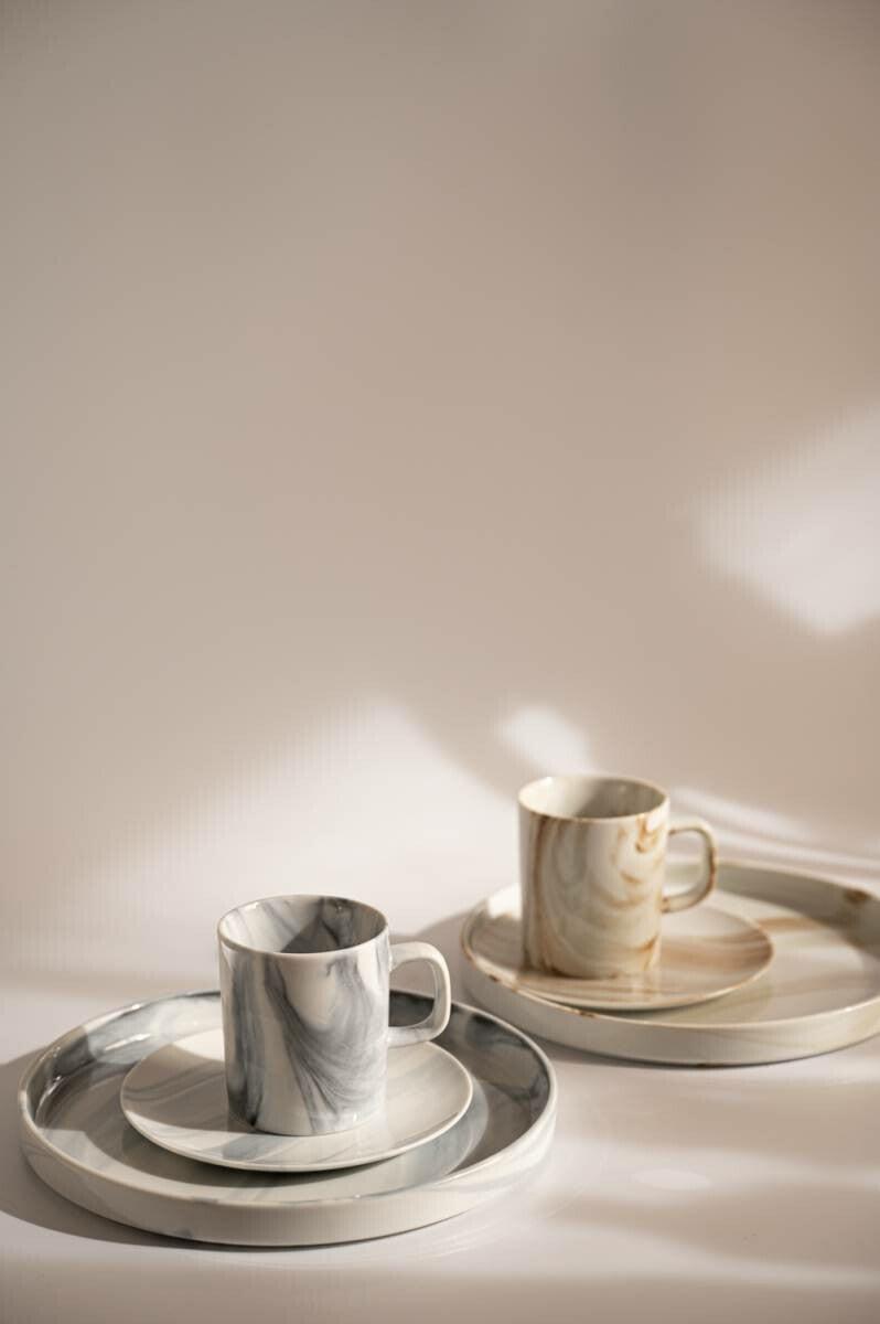 美濃燒|LUCA 大理石雲紋陶瓷碟 棕色-餐桌食器-東峰窯-七時雜貨 700zakka