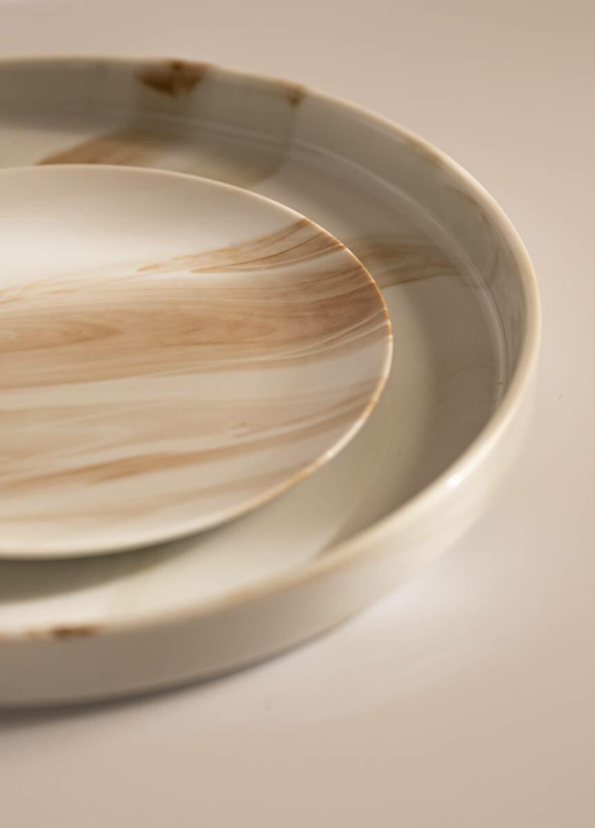 美濃燒|LUCA 大理石雲紋陶瓷碟 棕色-餐桌食器-東峰窯-七時雜貨 700zakka