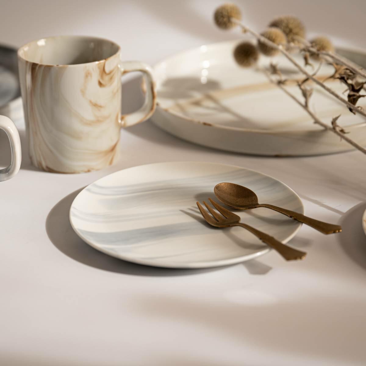 美濃燒|LUCA 大理石雲紋陶瓷碟 黑色-餐桌食器-東峰窯-七時雜貨 700zakka