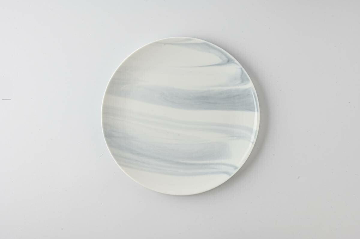 美濃燒|LUCA 大理石雲紋陶瓷碟 黑色-餐桌食器-東峰窯-七時雜貨 700zakka