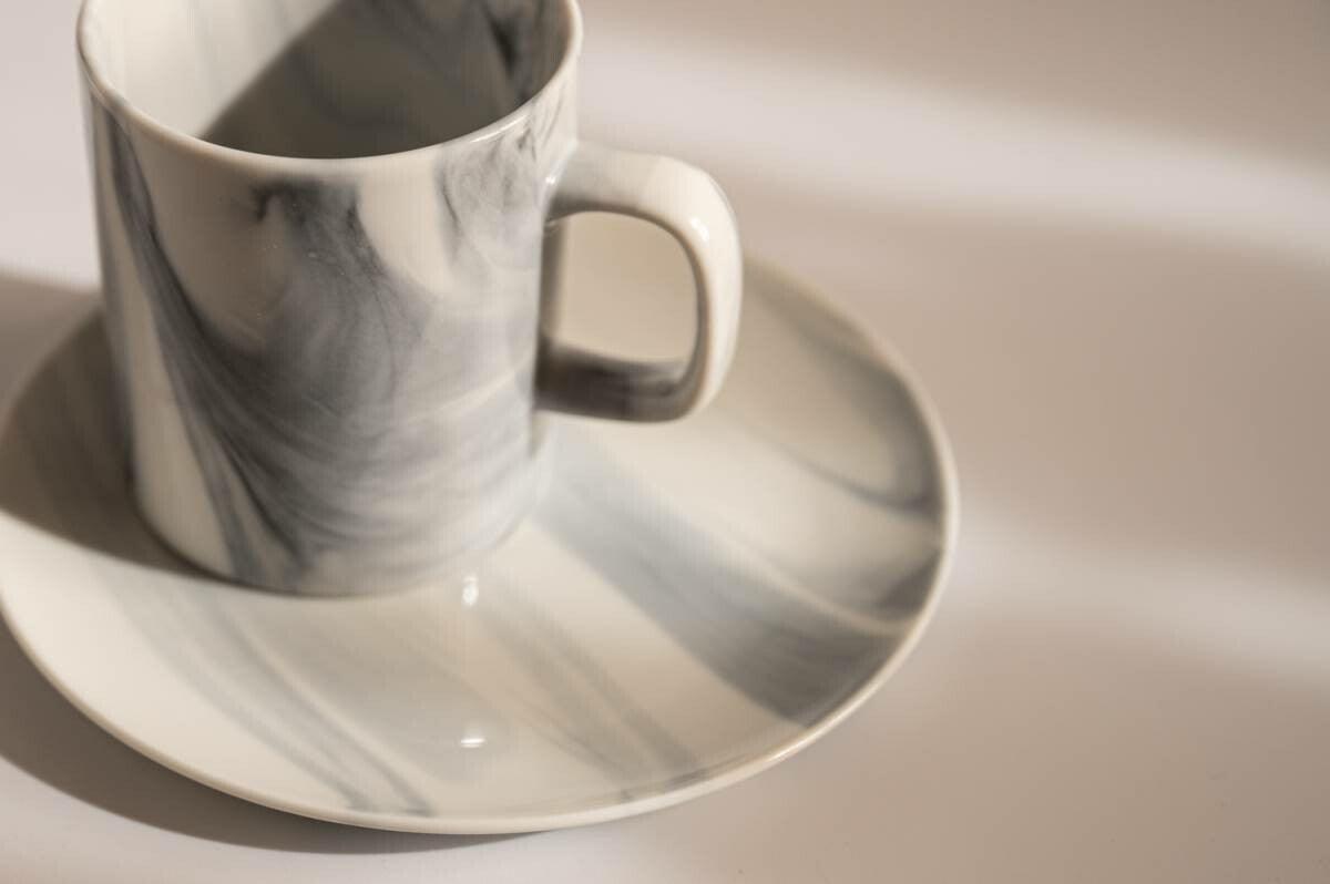 美濃燒|LUCA 大理石雲紋陶瓷碟 黑色-餐桌食器-東峰窯-七時雜貨 700zakka