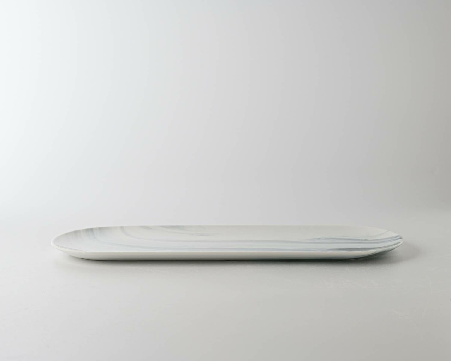 美濃燒|LUCA 大理石雲紋陶瓷長盤 黑色-餐桌食器-東峰窯-七時雜貨 700zakka