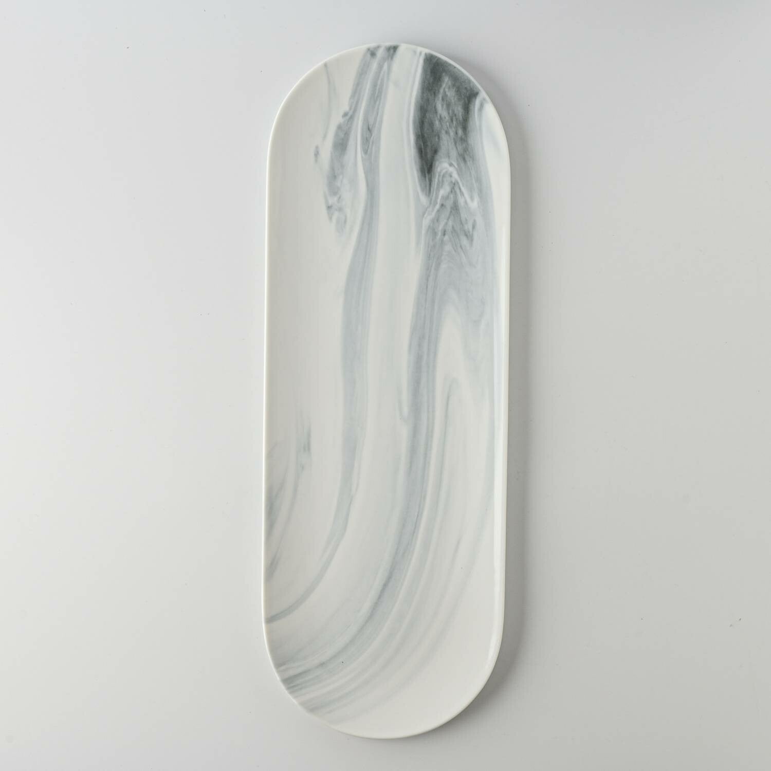 美濃燒|LUCA 大理石雲紋陶瓷長盤 黑色-餐桌食器-東峰窯-七時雜貨 700zakka