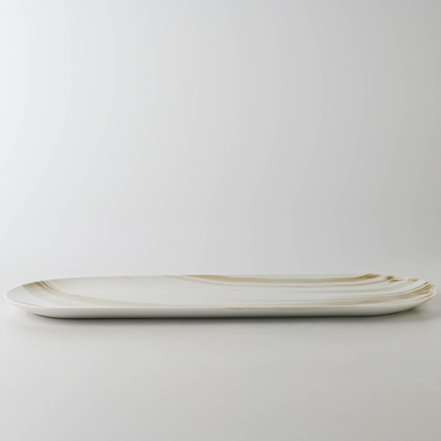 美濃燒|LUCA 大理石雲紋陶瓷長盤 棕色-餐桌食器-東峰窯-七時雜貨 700zakka