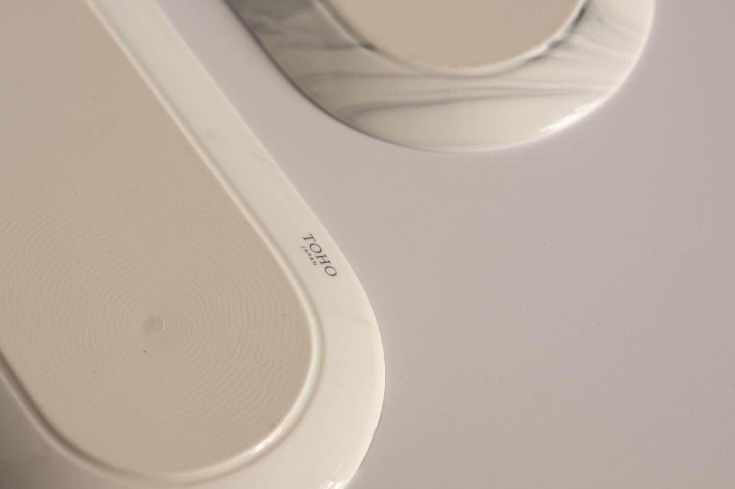 美濃燒|LUCA 大理石雲紋陶瓷長盤 棕色-餐桌食器-東峰窯-七時雜貨 700zakka