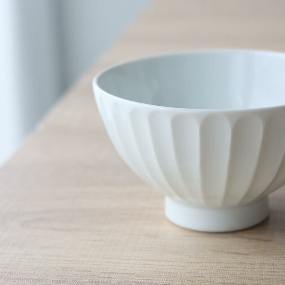 波佐見燒|手工雕刻白瓷飯碗 波浪/草林/竹林-餐桌食器-一真窯-七時雜貨 700zakka