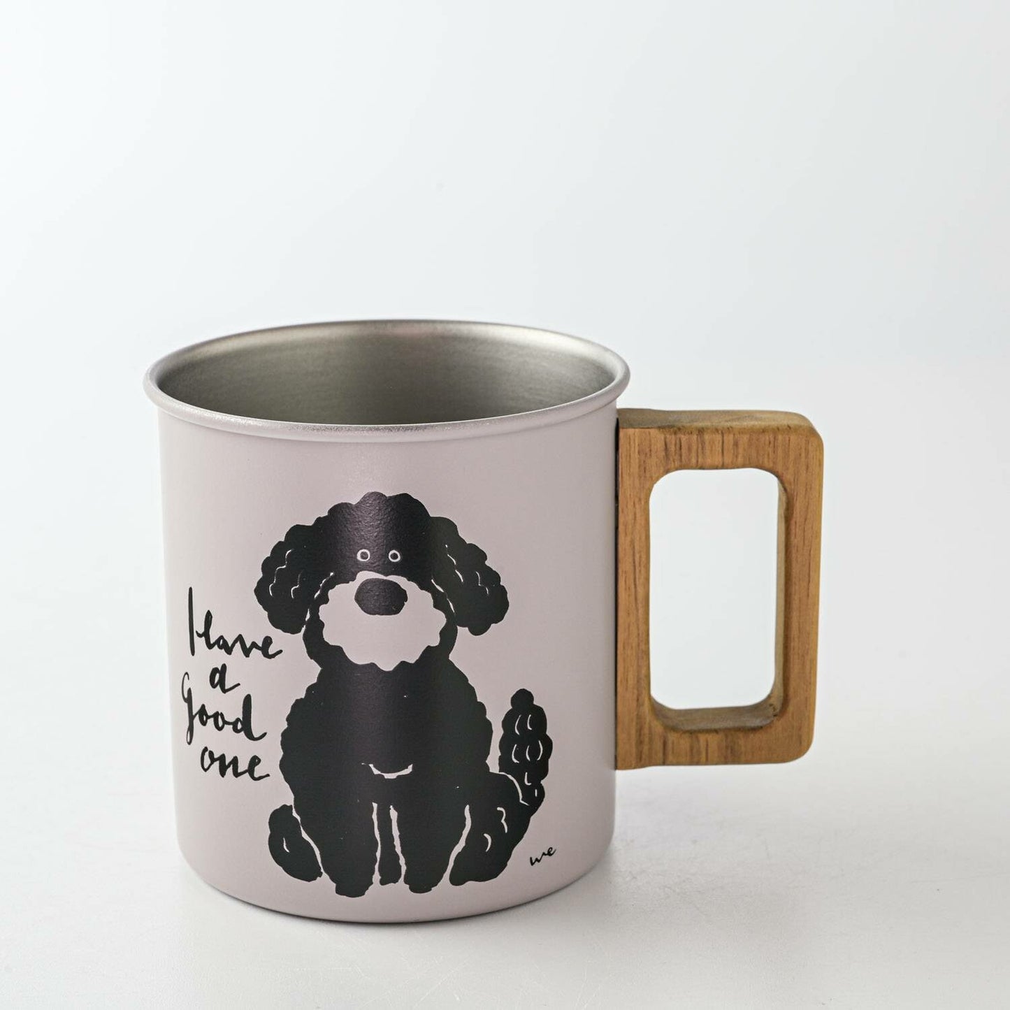 Wedraw by Sea 不鏽鋼木柄馬克杯 狗-杯壺器具-高桑金属-七時雜貨 700zakka