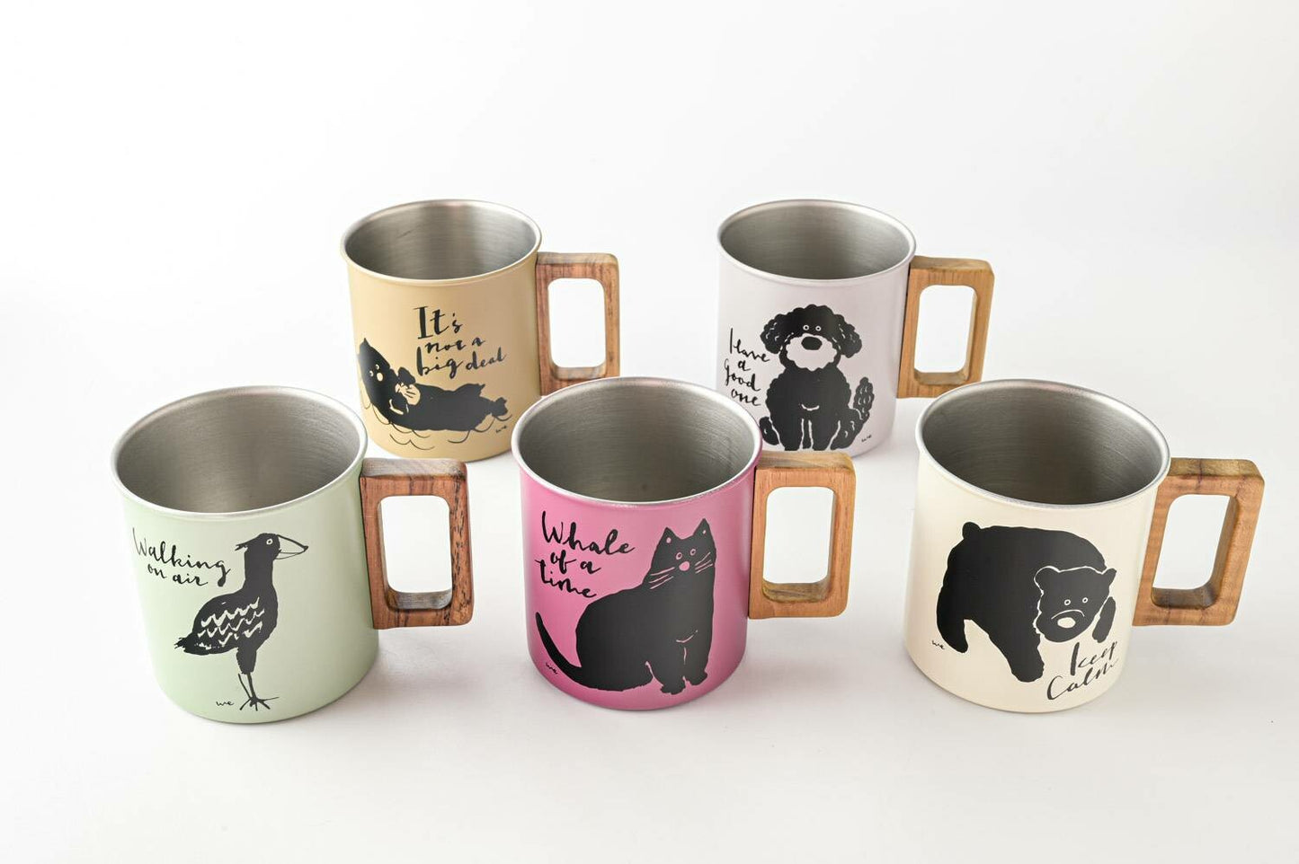 Wedraw by Sea 不鏽鋼木柄馬克杯 狗-杯壺器具-高桑金属-七時雜貨 700zakka