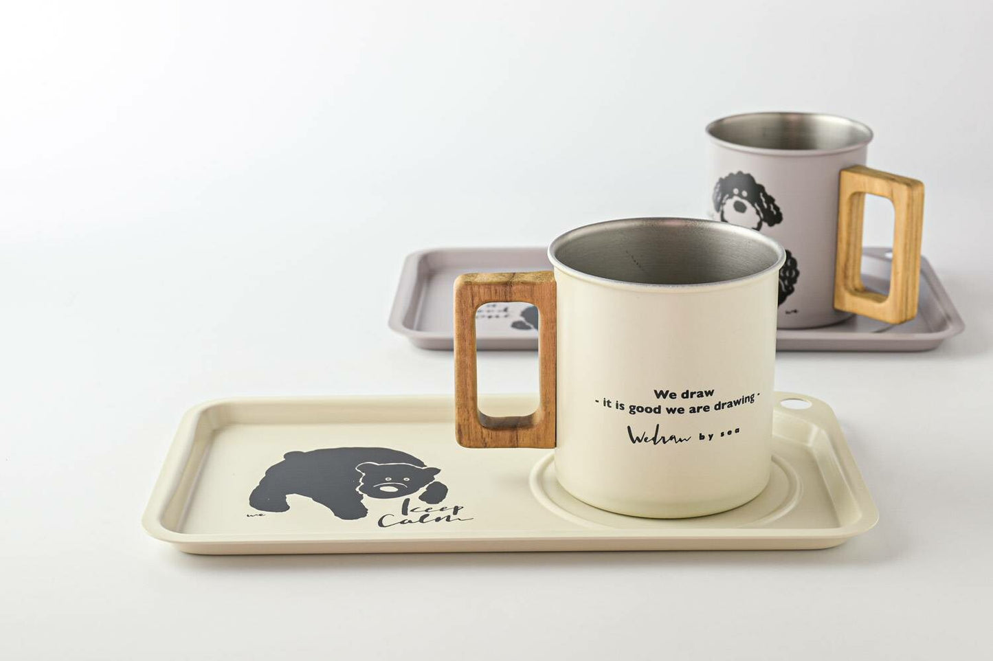 Wedraw by Sea 不鏽鋼木柄馬克杯 狗-杯壺器具-高桑金属-七時雜貨 700zakka