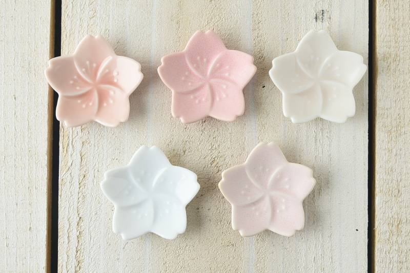 美濃燒|五色櫻花箸置筷子架禮盒組-餐桌食器-深山 miyama-七時雜貨 700zakka