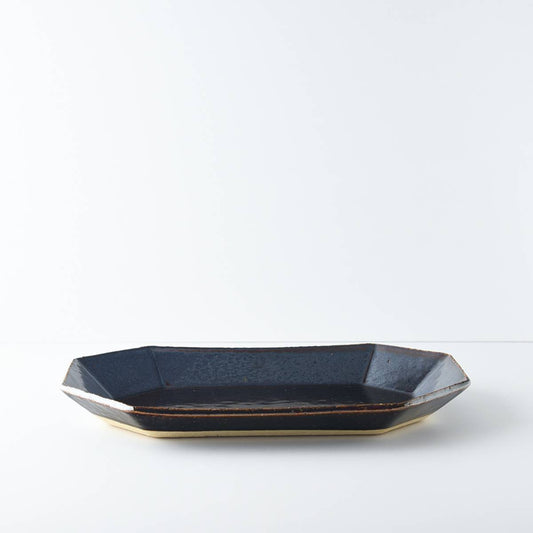 美濃燒|angle手工八角陶瓷長盤 棕色-餐桌食器-寿山窯-七時雜貨 700zakka