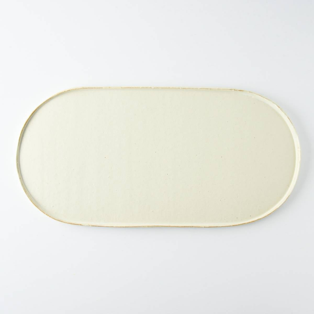 美濃燒|branche手工橢圓陶瓷長盤 香草白-餐桌食器-寿山窯-七時雜貨 700zakka