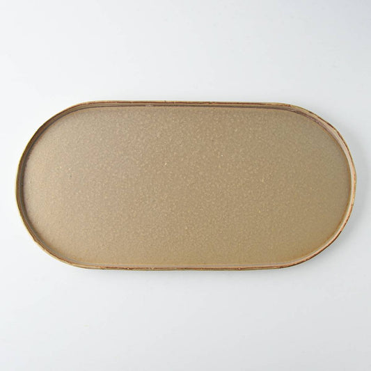 美濃燒|branche手工橢圓陶瓷長盤 摩卡棕-餐桌食器-寿山窯-七時雜貨 700zakka