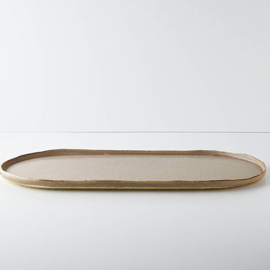 美濃燒|branche手工橢圓陶瓷長盤 摩卡棕-餐桌食器-寿山窯-七時雜貨 700zakka