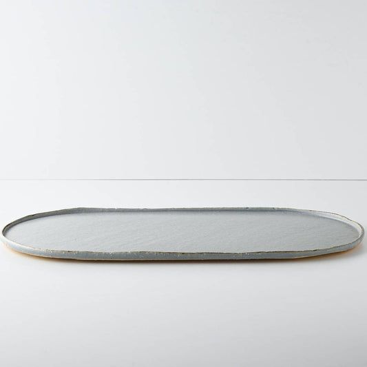 美濃燒|branche手工橢圓陶瓷長盤 薰衣草-餐桌食器-寿山窯-七時雜貨 700zakka