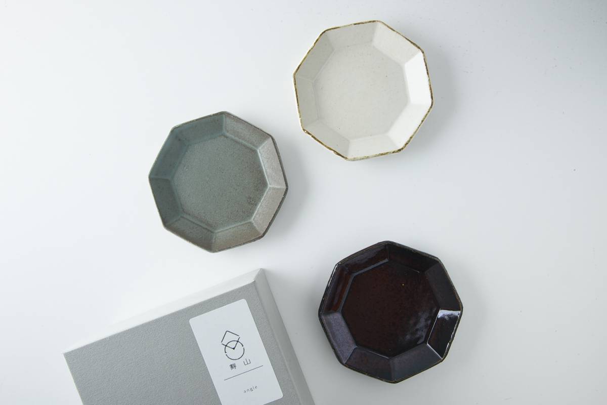 美濃燒|angle手工八角陶瓷碟3色禮盒裝-餐桌食器-寿山窯-七時雜貨 700zakka