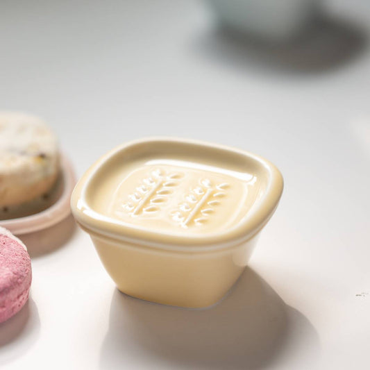 美濃燒|Crust陶瓷方形肥皂盒連碟 黃色-浴室用品-深山 miyama-七時雜貨 700zakka