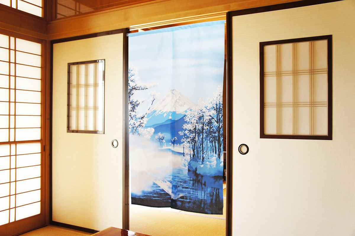日式門簾|冬季富士山-家居佈置-COSMOS-七時雜貨 700zakka
