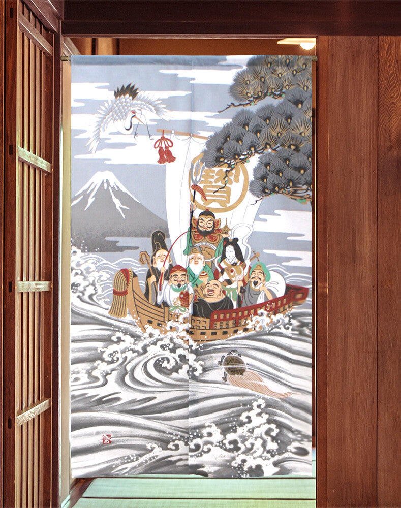 日式門簾|鶴龜七福神-家居佈置-COSMOS-七時雜貨 700zakka