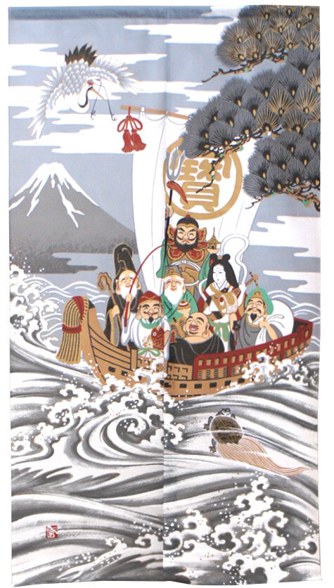 日式門簾|鶴龜七福神-家居佈置-COSMOS-七時雜貨 700zakka