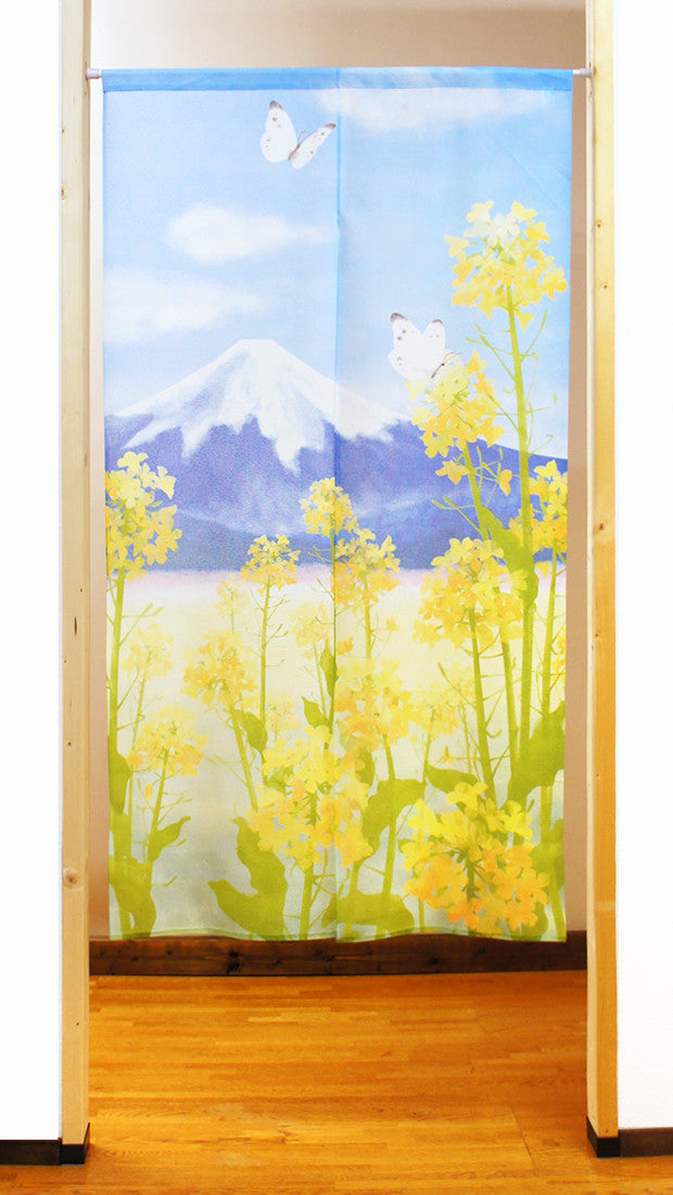 日式門簾|油菜花與富士-家居佈置-COSMOS-七時雜貨 700zakka