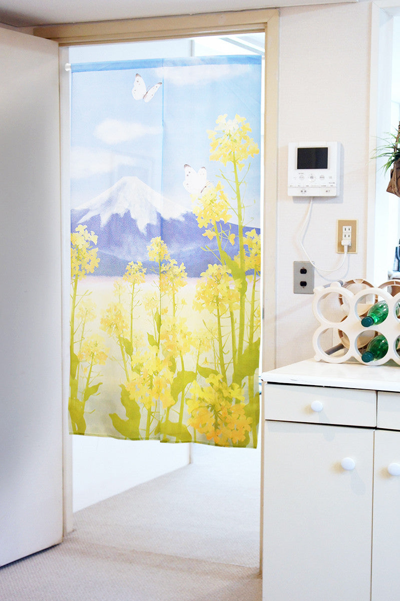 日式門簾|油菜花與富士-家居佈置-COSMOS-七時雜貨 700zakka