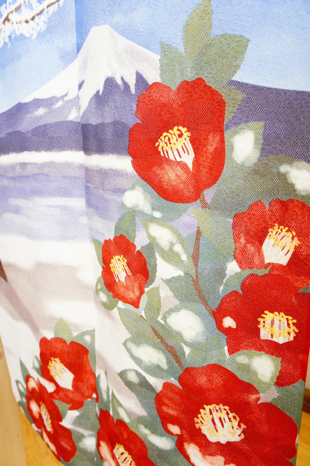 日式門簾|山茶花與富士-家居佈置-COSMOS-七時雜貨 700zakka