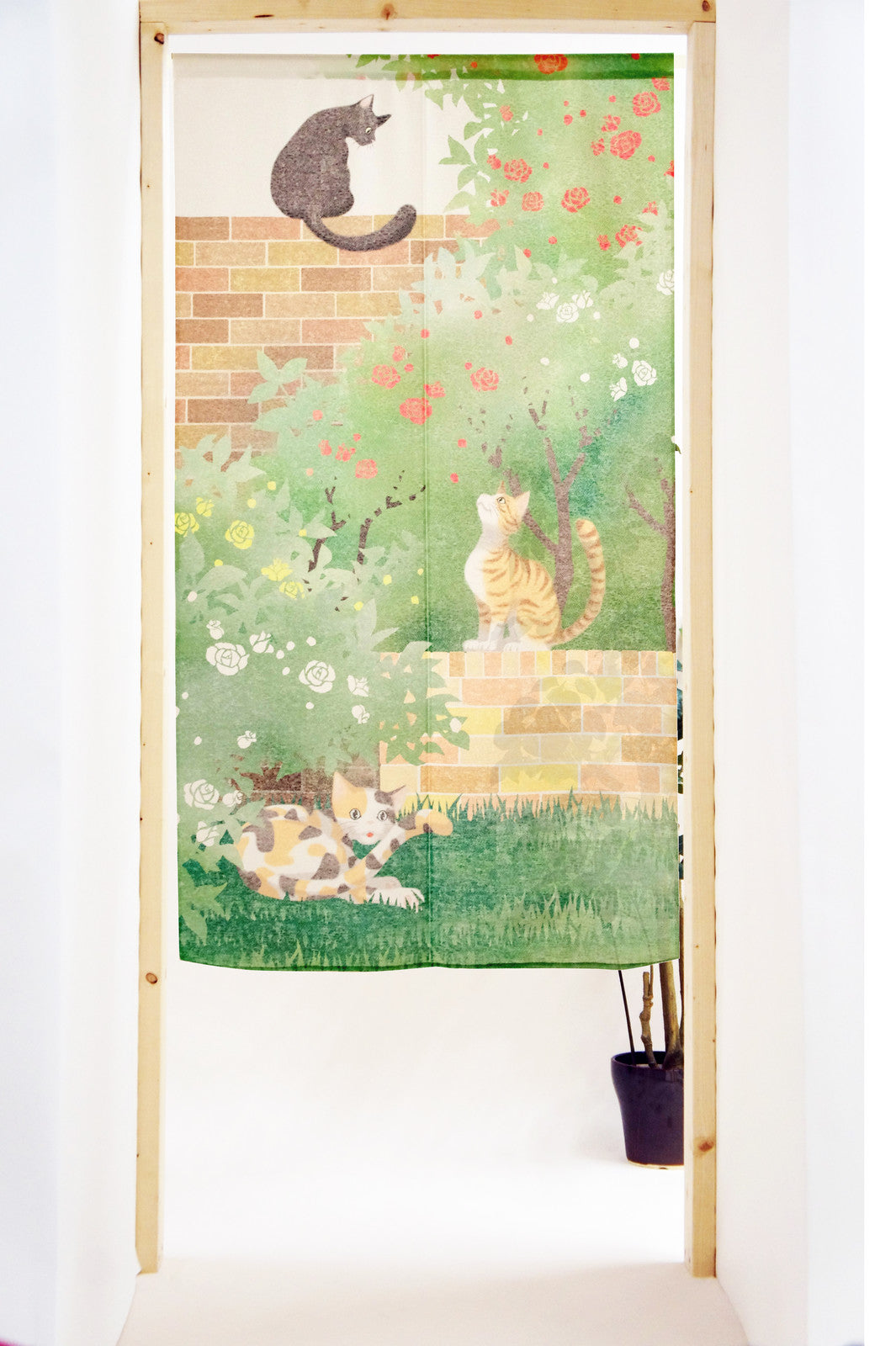 日式門簾|貓與玫瑰-家居佈置-COSMOS-七時雜貨 700zakka