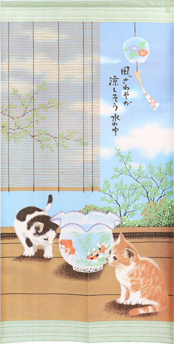 日式門簾|貓咪風鈴金魚 加長版-家居佈置-COSMOS-七時雜貨 700zakka