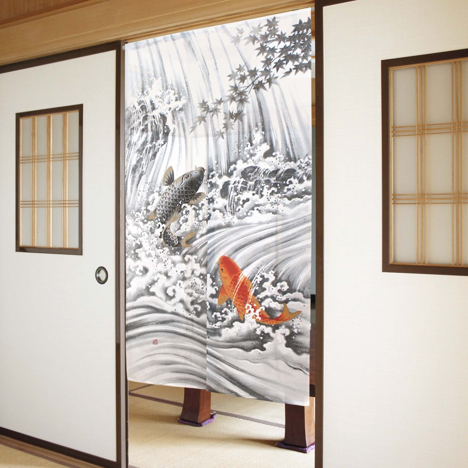 日式門簾|鯉魚瀑布-家居佈置-COSMOS-七時雜貨 700zakka