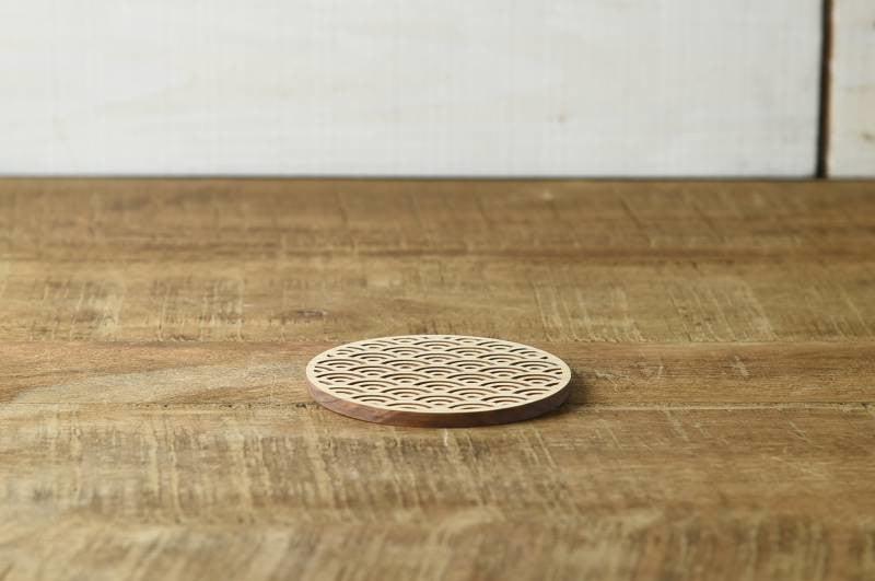 日本扁柏木製杯墊 青海波-杯壺器具-扁柏杯墊-七時雜貨 700zakka