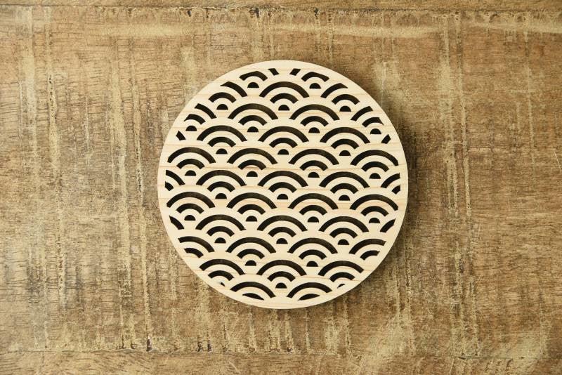 日本扁柏木製杯墊 青海波-杯壺器具-扁柏杯墊-七時雜貨 700zakka