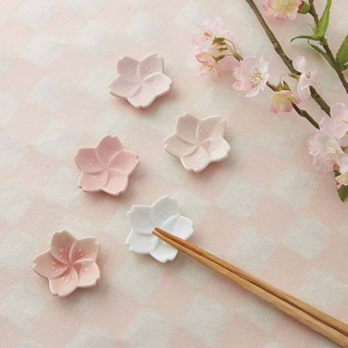 美濃燒|五色櫻花箸置筷子架禮盒組-餐桌食器-深山 miyama-七時雜貨 700zakka