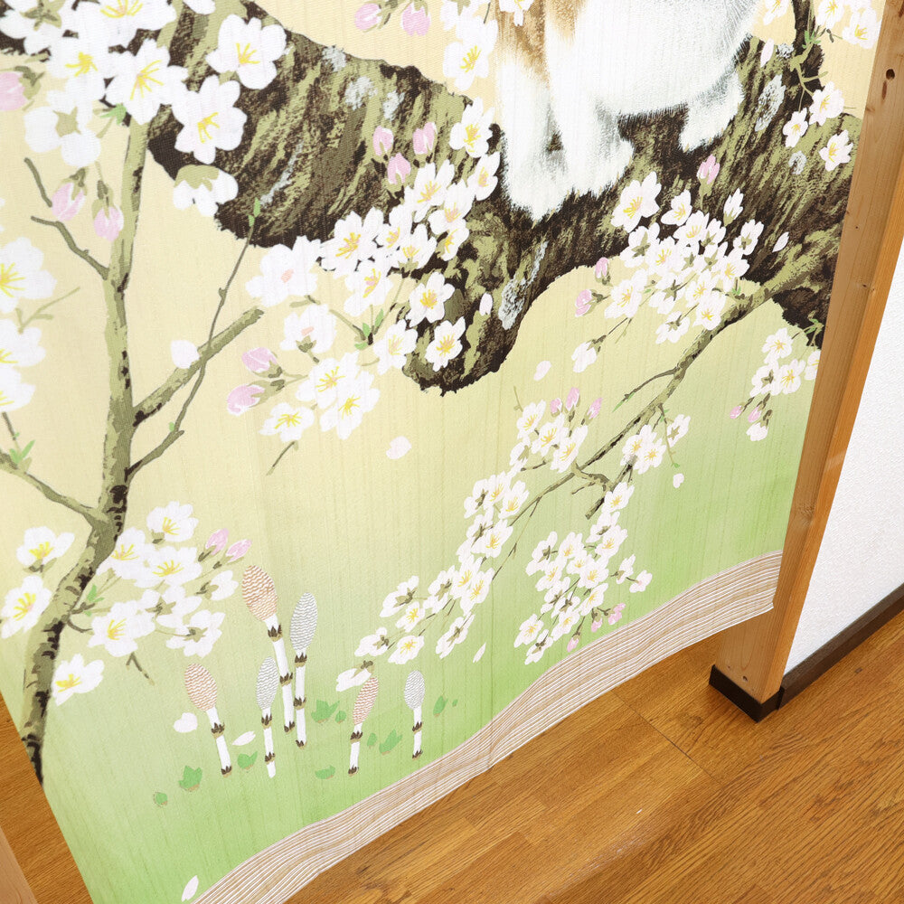 日式門簾|被櫻花圍繞的貓 加長版-家居佈置-COSMOS-七時雜貨 700zakka