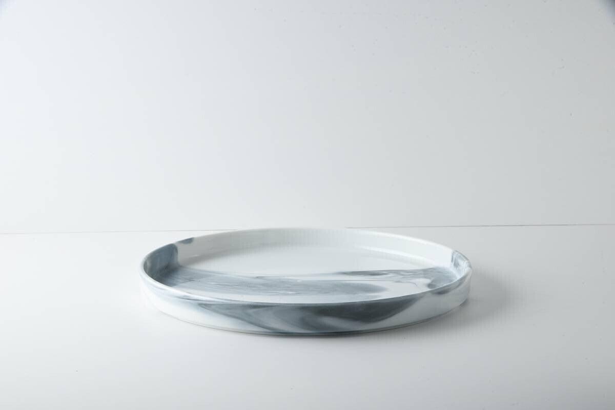 美濃燒|LUCA 大理石雲紋陶瓷圓盤 黑色-餐桌食器-東峰窯-七時雜貨 700zakka