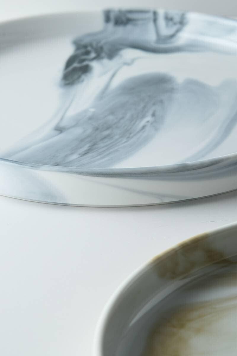 美濃燒|LUCA 大理石雲紋陶瓷圓盤 黑色-餐桌食器-東峰窯-七時雜貨 700zakka