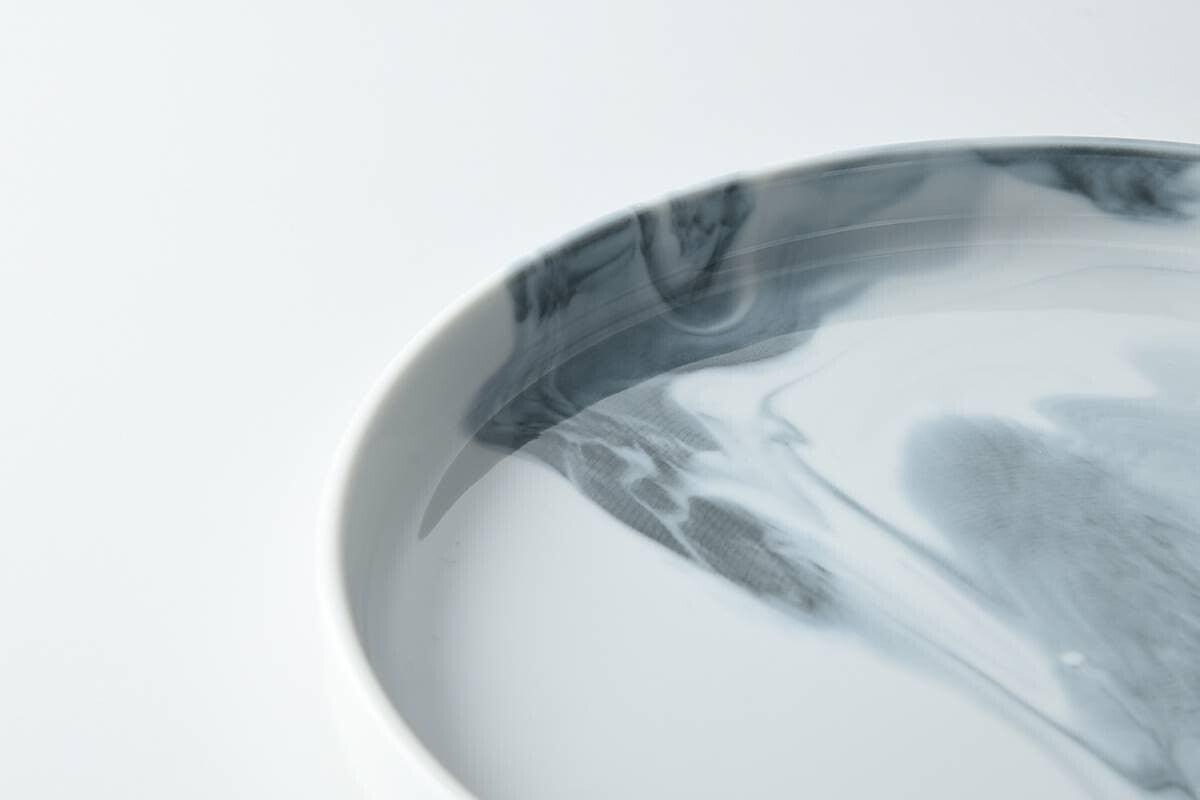 美濃燒|LUCA 大理石雲紋陶瓷圓盤 黑色-餐桌食器-東峰窯-七時雜貨 700zakka