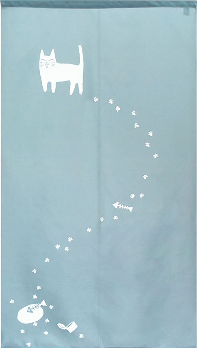 日式門簾|貓和足跡-家居佈置-COSMOS-七時雜貨 700zakka