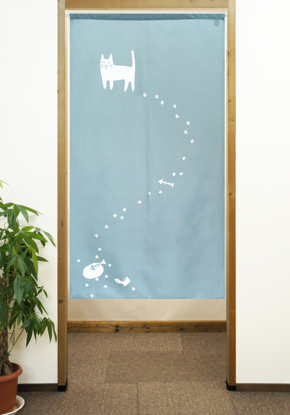 日式門簾|貓和足跡-家居佈置-COSMOS-七時雜貨 700zakka