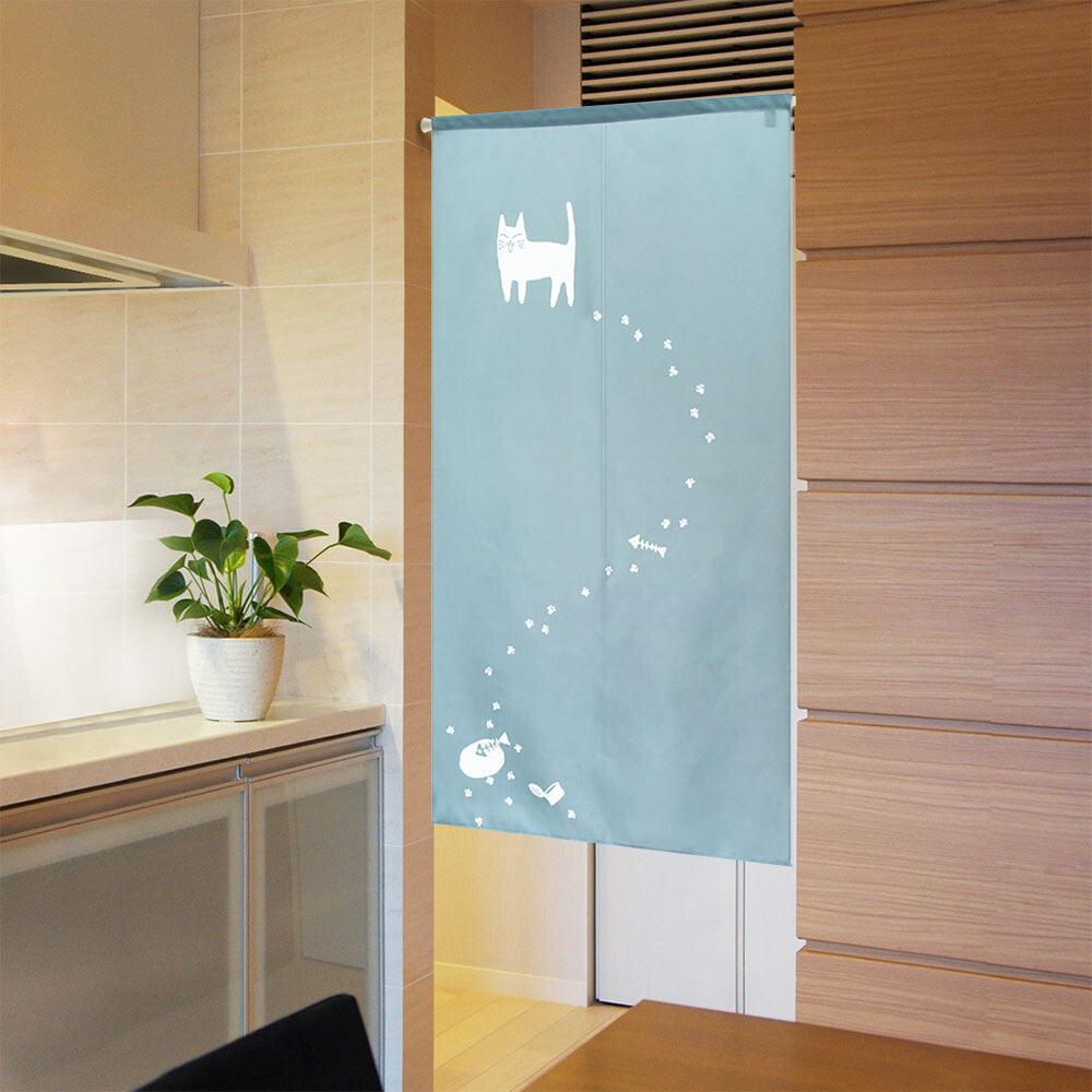 日式門簾|貓和足跡-家居佈置-COSMOS-七時雜貨 700zakka